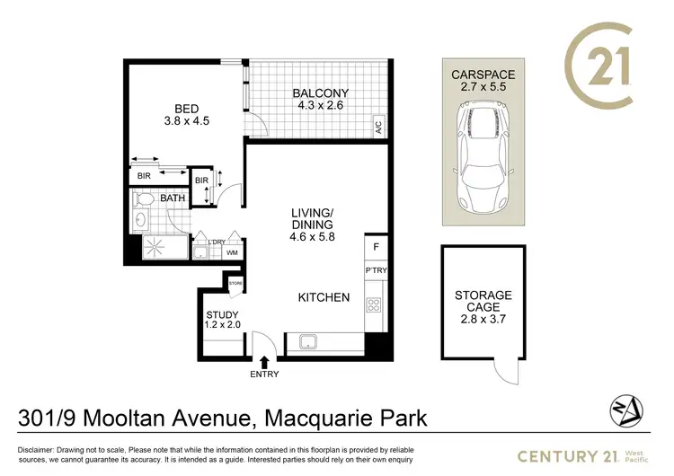 Floorplan of Homely apartment listing, 301/9 Mooltan Avenue, Macquarie Park NSW 2113