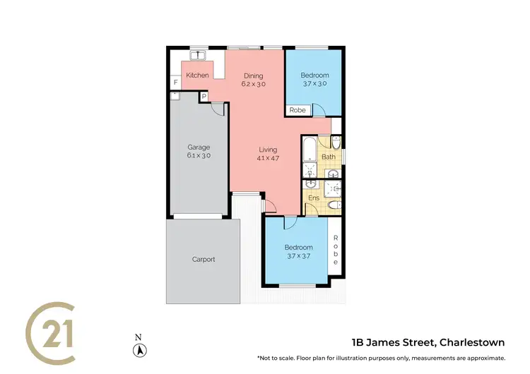 Floorplan of Homely semi-detached listing, 1B James Street, Charlestown NSW 2290