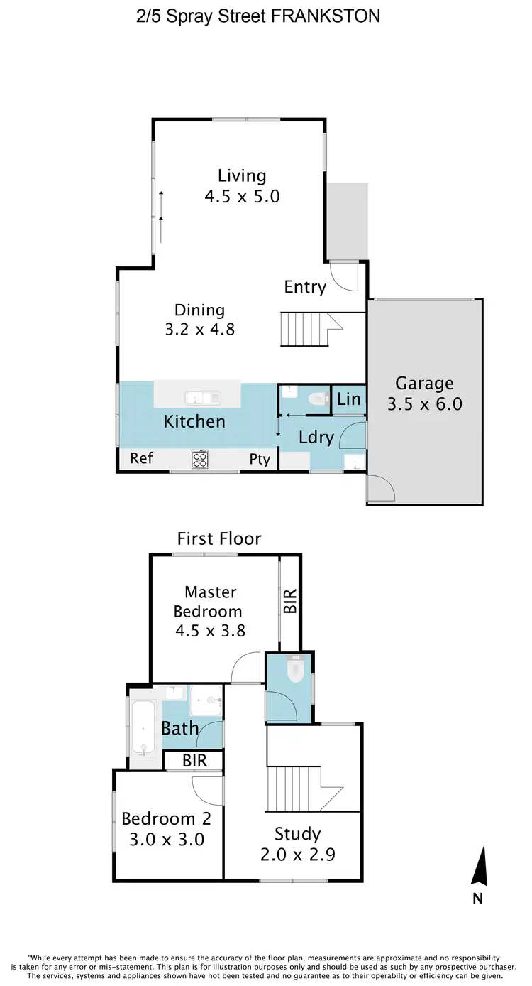 Floorplan of Homely townhouse listing, 2/5 Spray Street, Frankston VIC 3199