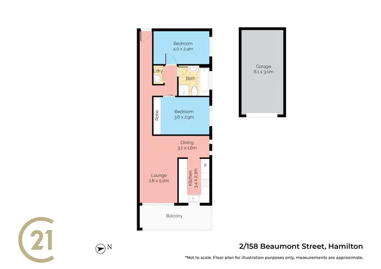 Floorplan of Homely unit listing, 2/158 Beaumont Street, Hamilton NSW 2303
