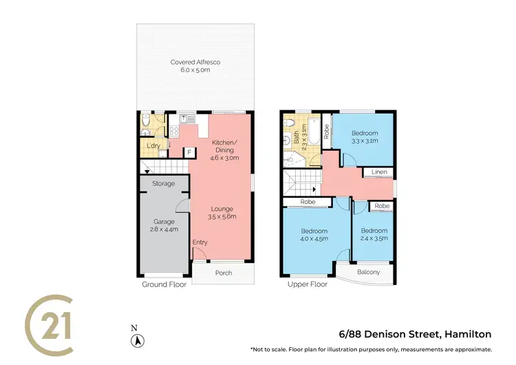Floorplan of Homely townhouse listing, 6/88 Denison Street, Hamilton NSW 2303