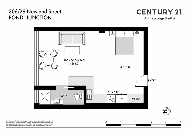 Floorplan of Homely studio listing, 306/29 Newland Street, Bondi Junction NSW 2022