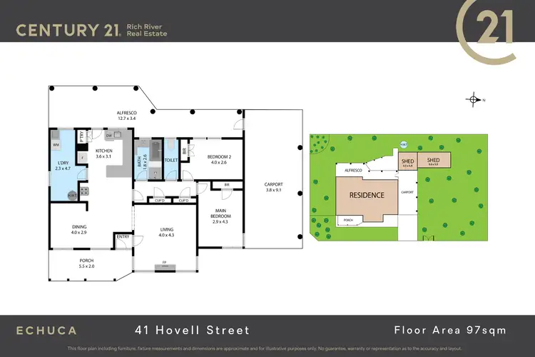 Floorplan of Homely house listing, 41 Hovell Street, Echuca VIC 3564