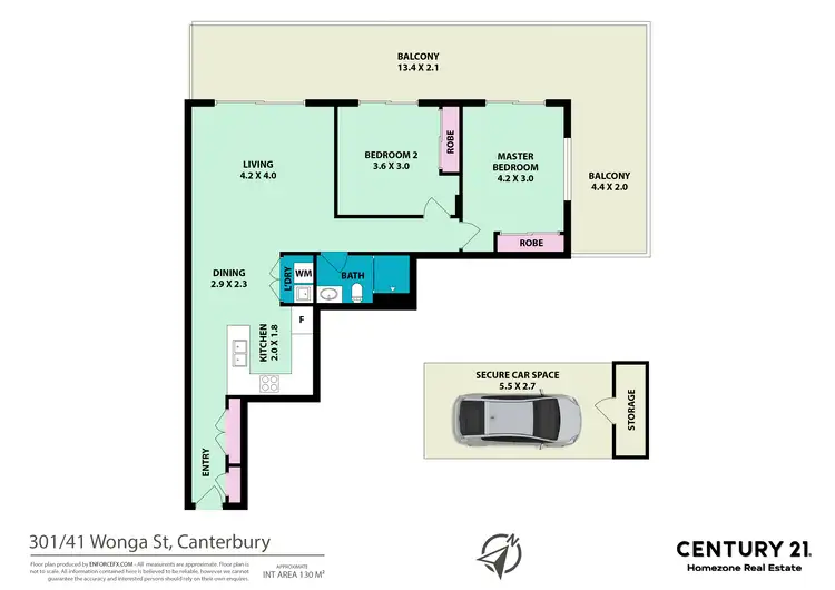 Floorplan of Homely apartment listing, 301/41 Wonga Street, Canterbury NSW 2193