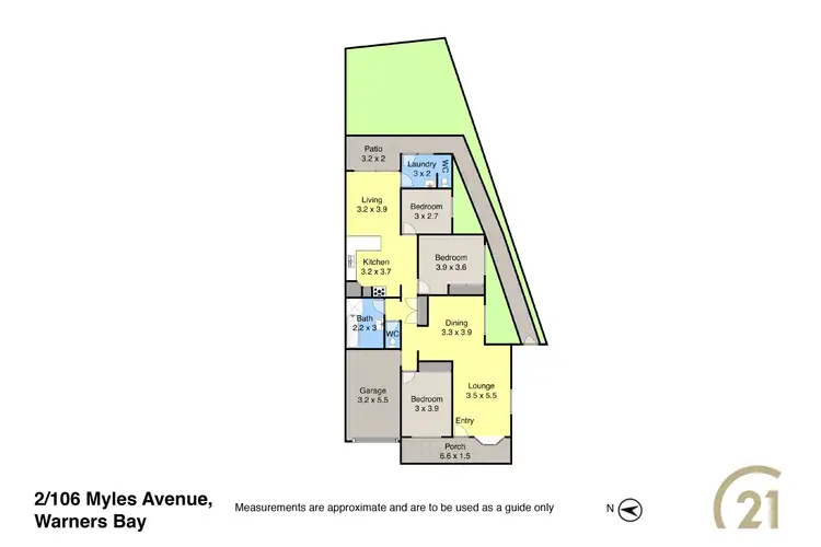 Floorplan of Homely semi-detached listing, 2/106 Myles Avenue, Warners Bay NSW 2282