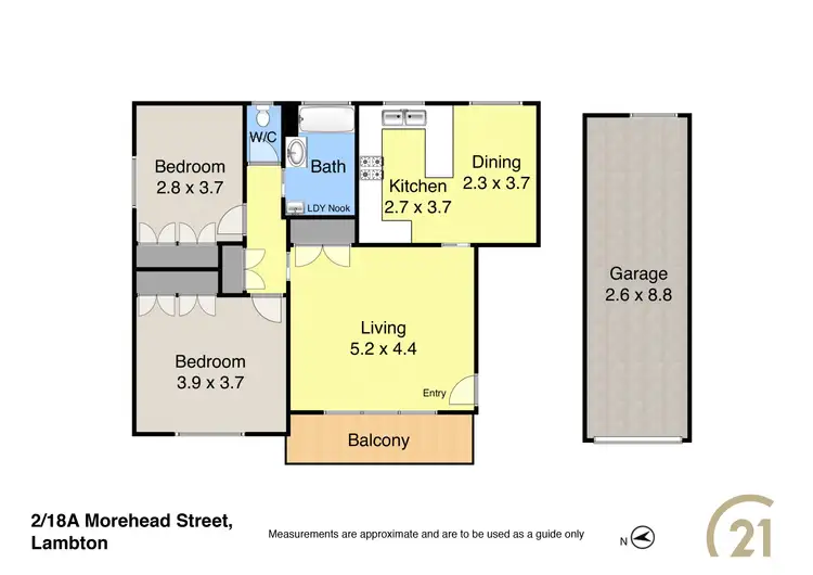 Floorplan of Homely unit listing, 2/18A Morehead Street, Lambton NSW 2299