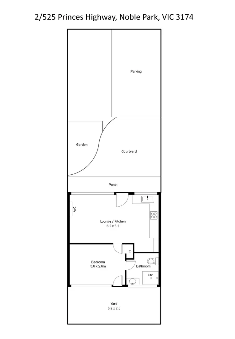 Floorplan of Homely unit listing, 2/525 Princes Highway, Noble Park VIC 3174
