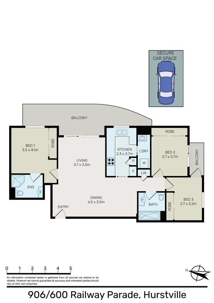 Floorplan of Homely apartment listing, 906/600 Railway Parade, Hurstville NSW 2220