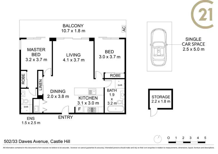 Floorplan of Homely unit listing, 502/33 Dawes Avenue, Castle Hill NSW 2154