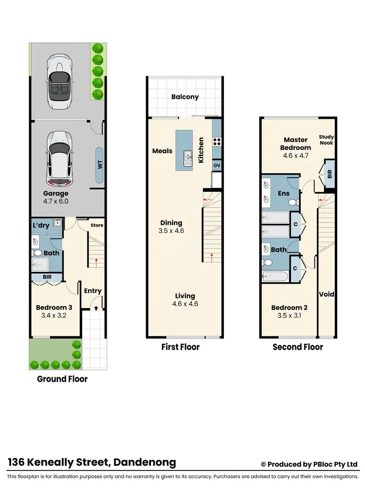 Floorplan of Homely townhouse listing, 136 Keneally Street, Dandenong VIC 3175