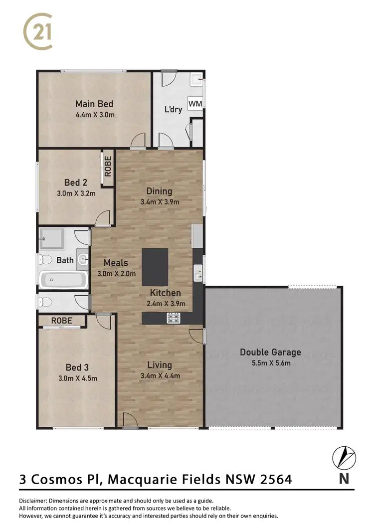 Floorplan of Homely house listing, 3 Cosmos Place, Macquarie Fields NSW 2564