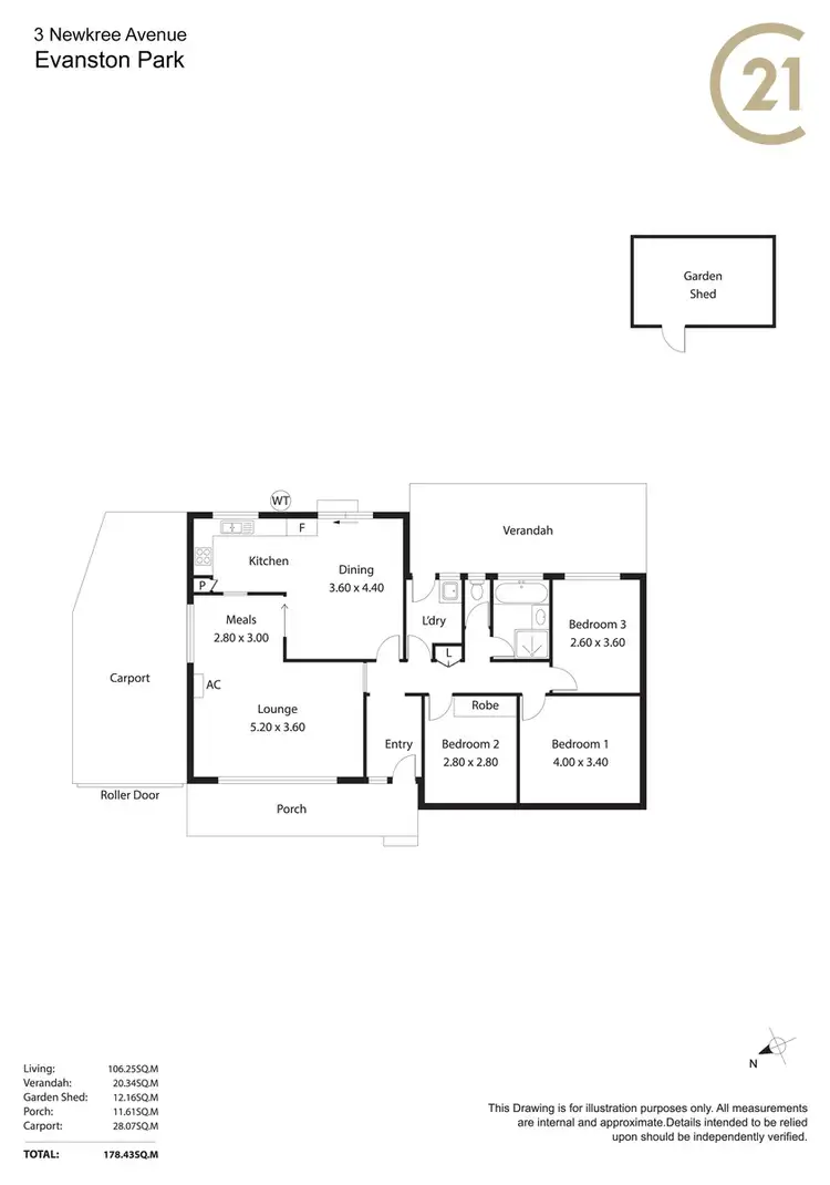 Floorplan of Homely house listing, 3 Newkree Road, Evanston Park SA 5116