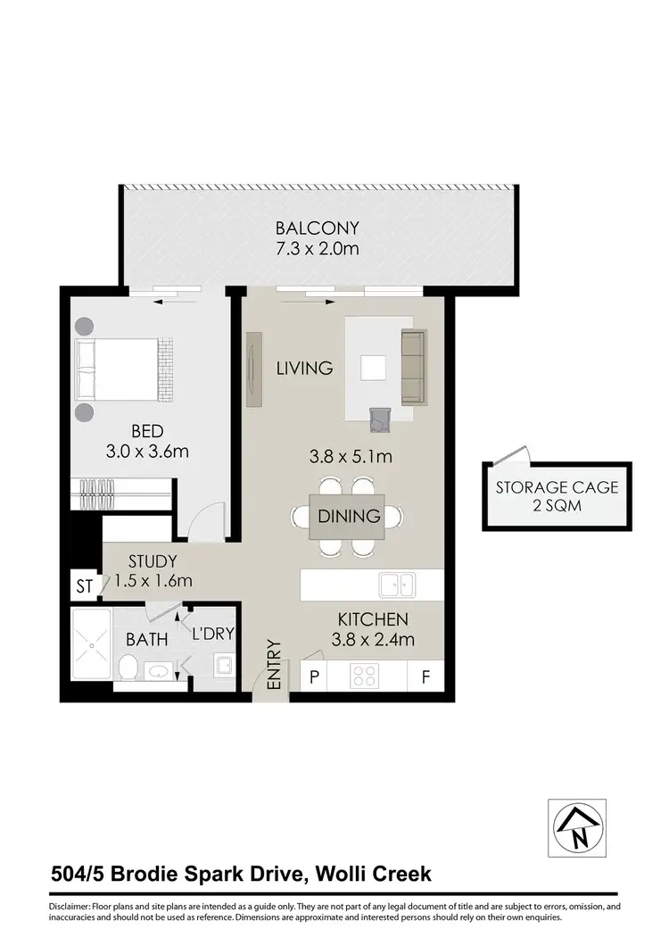 Floorplan of Homely apartment listing, 504/5 Brodie Spark Drive, Wolli Creek NSW 2205