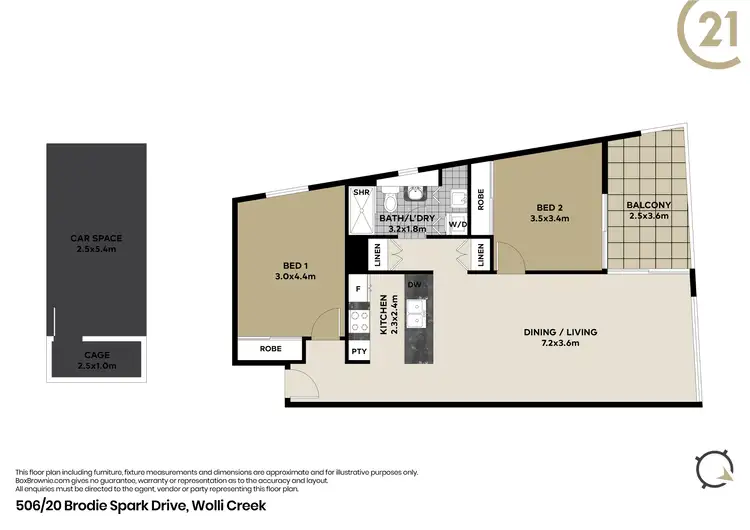 Floorplan of Homely apartment listing, 506/20 Brodie Spark Drive, Wolli Creek NSW 2205