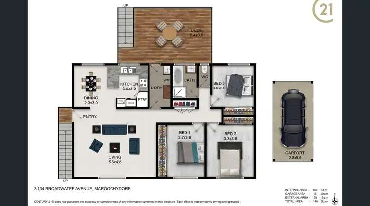 Floorplan of Homely unit listing, 3/134 Broadwater Avenue, Maroochydore QLD 4558