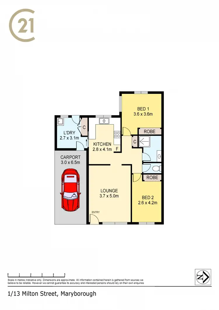 Floorplan of Homely unit listing, 1/13 Milton Street, Maryborough QLD 4650