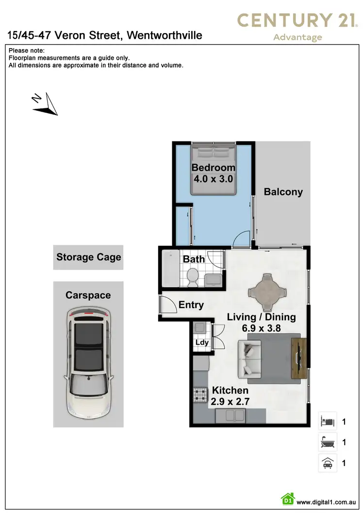Floorplan of Homely unit listing, 15/45-47 Veron Street, Wentworthville NSW 2145