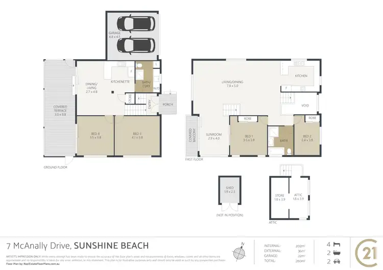 Floorplan of Homely house listing, 7 McAnally Drive, Sunshine Beach QLD 4567