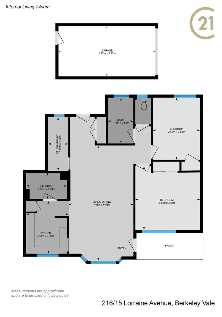 Floorplan of Homely retirement listing, 216/15 Lorraine Avenue, Berkeley Vale NSW 2261