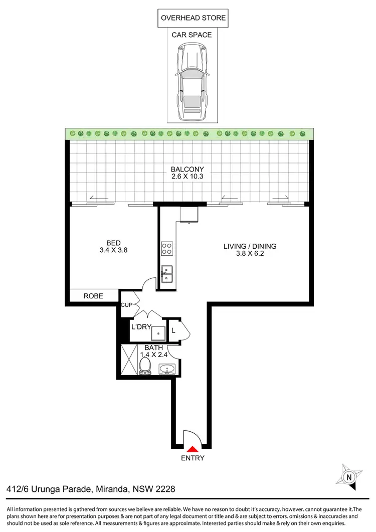 Floorplan of Homely apartment listing, 412/6 Urunga Parade, Miranda NSW 2228