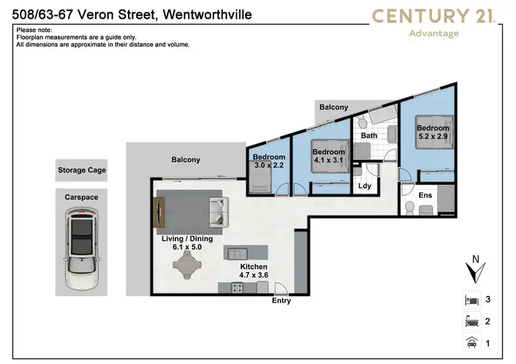 Floorplan of Homely apartment listing, 508/63-67 Veron Street, Wentworthville NSW 2145