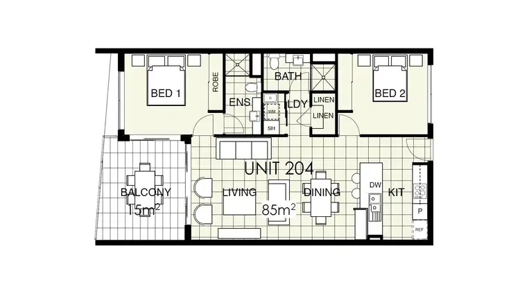 Floorplan of Homely apartment listing, 204/313 Bradman Avenue, Maroochydore QLD 4558