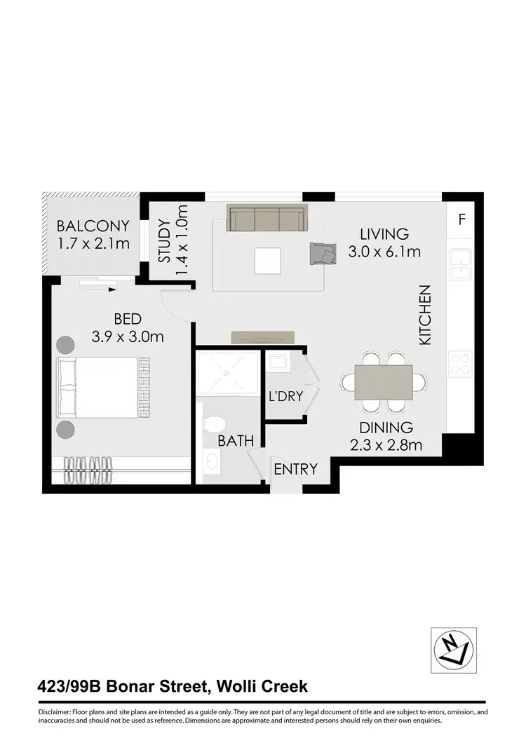Floorplan of Homely apartment listing, 423/99B Bonar Street, Wolli Creek NSW 2205