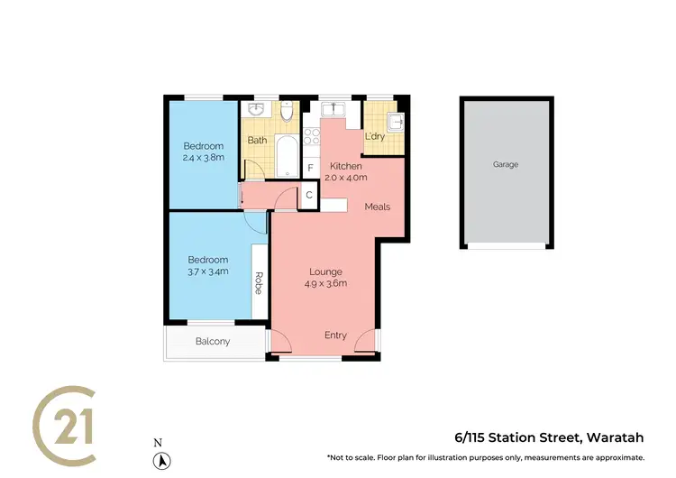 Floorplan of Homely unit listing, 6/115 Station Street, Waratah NSW 2298