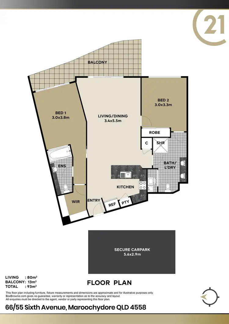 Floorplan of Homely unit listing, 66/55 Sixth Avenue, Maroochydore QLD 4558
