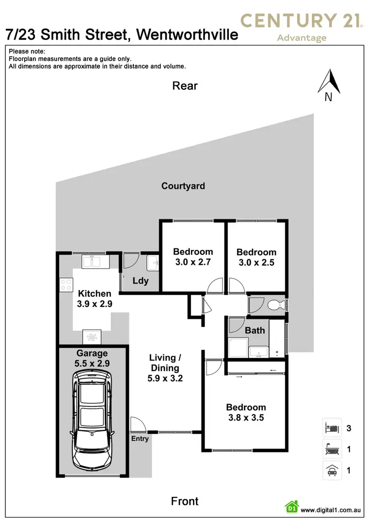 Floorplan of Homely villa listing, 7/23 Smith Street, Wentworthville NSW 2145