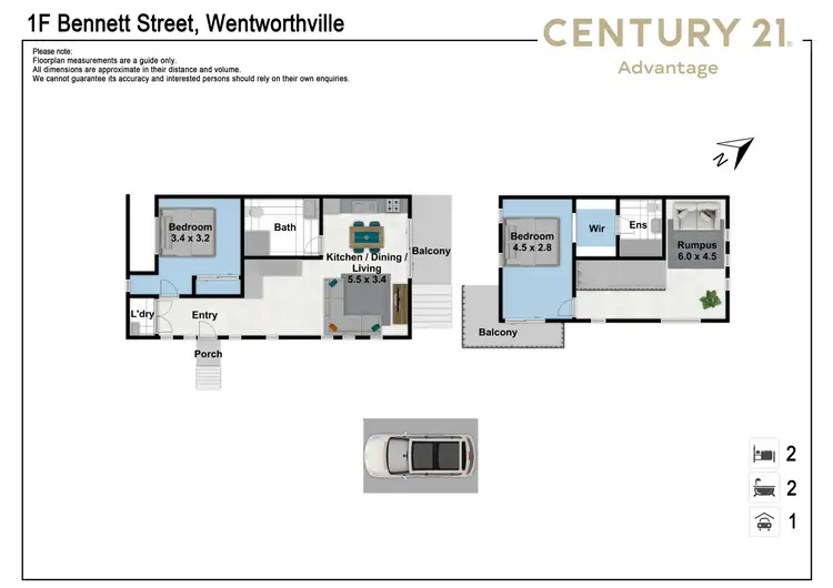 Floorplan of Homely townhouse listing, 1F Bennett Street, Wentworthville NSW 2145