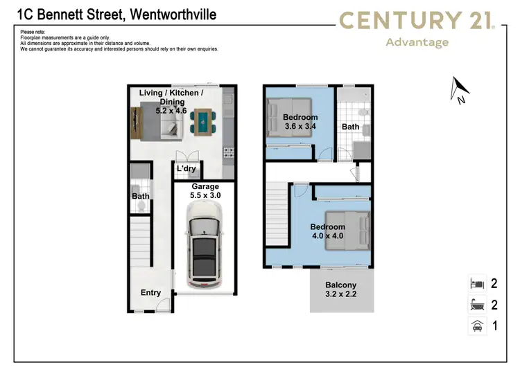 Floorplan of Homely townhouse listing, 1C Bennett Street, Wentworthville NSW 2145