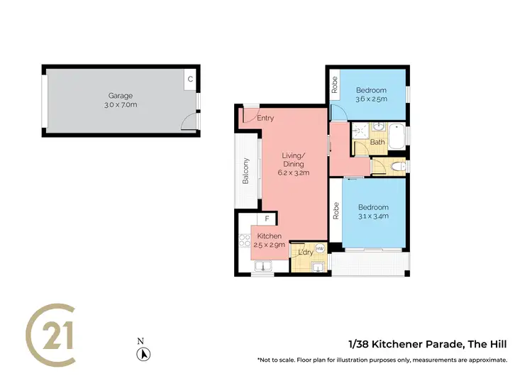 Floorplan of Homely unit listing, 1/38 Kitchener Parade, The Hill NSW 2300