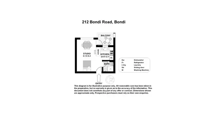 Floorplan of Homely studio listing, 811/212 Bondi Road, Bondi NSW 2026