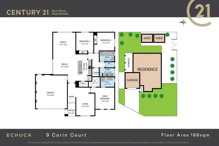 Floorplan of Homely house listing, 9 Corin Court, Echuca VIC 3564