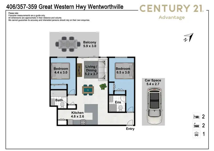 Floorplan of Homely apartment listing, 406/357-359 Great Western Highway, Wentworthville NSW 2145