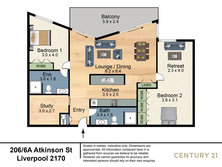 Floorplan of Homely apartment listing, 206/6A Atkinson Street, Liverpool NSW 2170