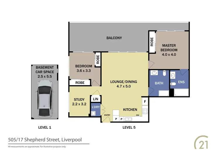 Floorplan of Homely unit listing, 505/17 Shepherd Street, Liverpool NSW 2170