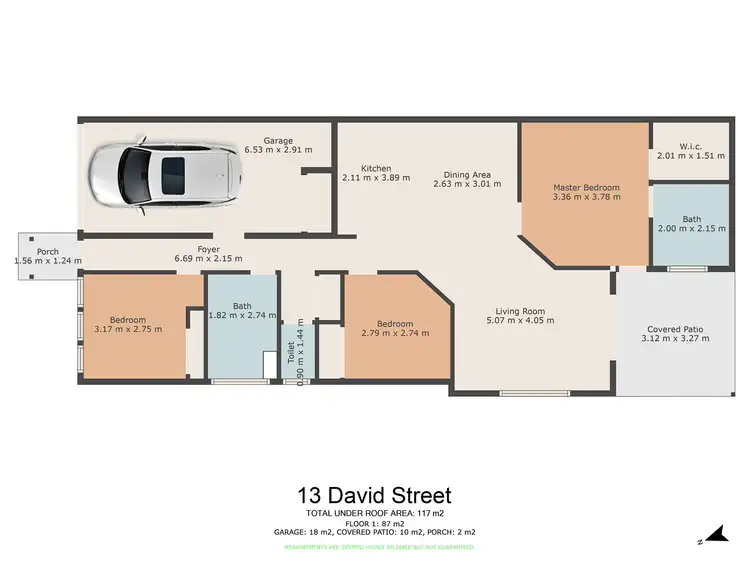 Floorplan of Homely semi-detached listing, 1/13 David Street, Gympie QLD 4570