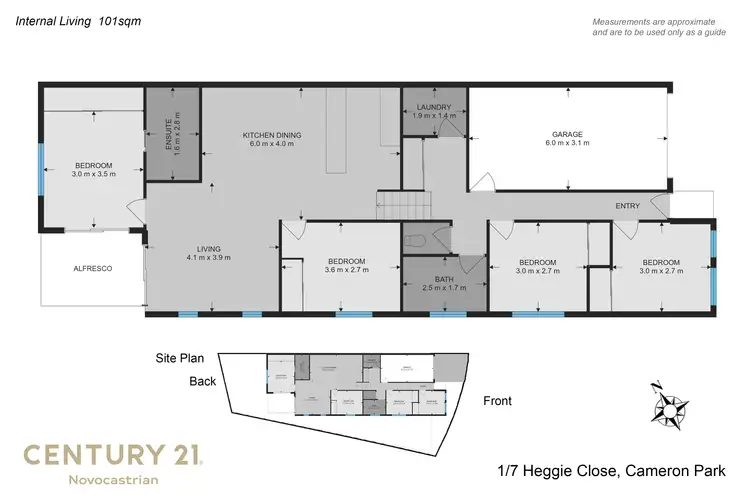Floorplan of Homely semi-detached listing, 1/7 Heggie Close, Cameron Park NSW 2285