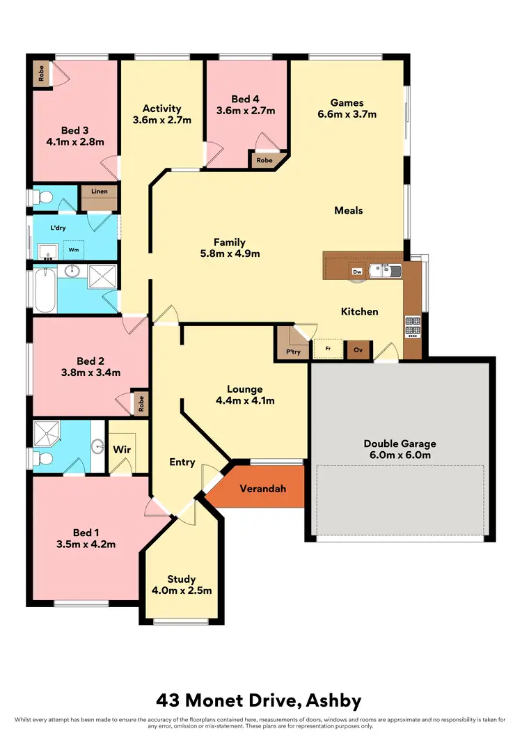 Floorplan of Homely house listing, 43 Monet Drive, Ashby WA 6065