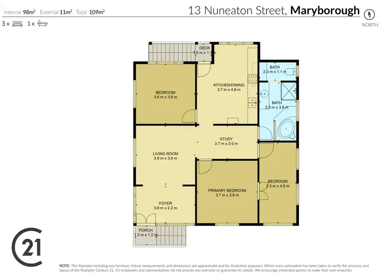Floorplan of Homely house listing, 13 Nuneaton Street, Maryborough QLD 4650