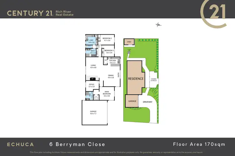 Floorplan of Homely house listing, 6 Berryman Close, Echuca VIC 3564