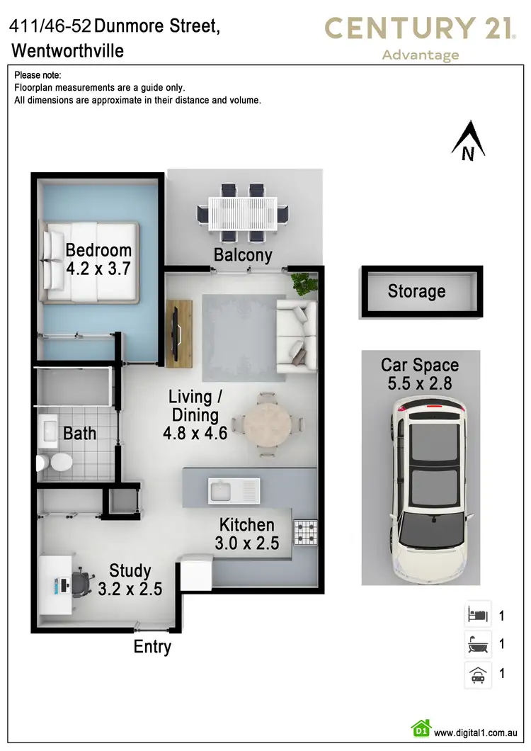 Floorplan of Homely apartment listing, 411/46-50 Dunmore Street, Wentworthville NSW 2145
