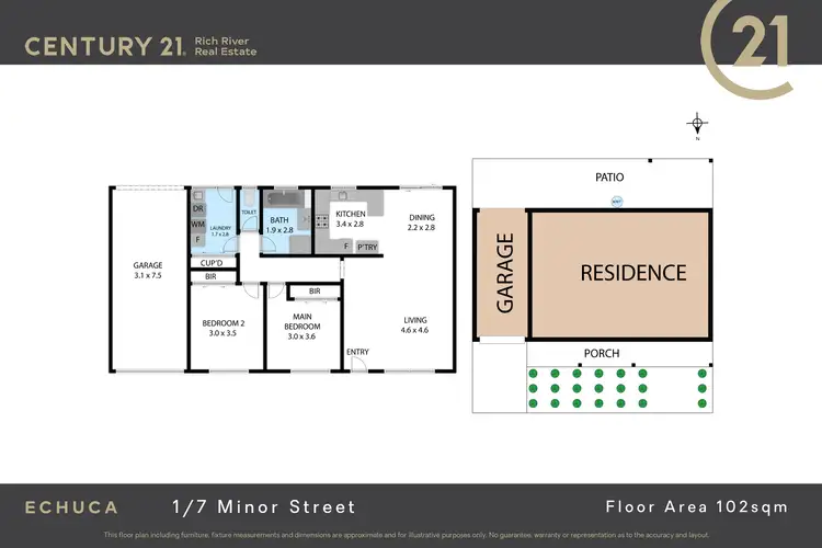 Floorplan of Homely unit listing, 1/7 Minor Street, Echuca VIC 3564