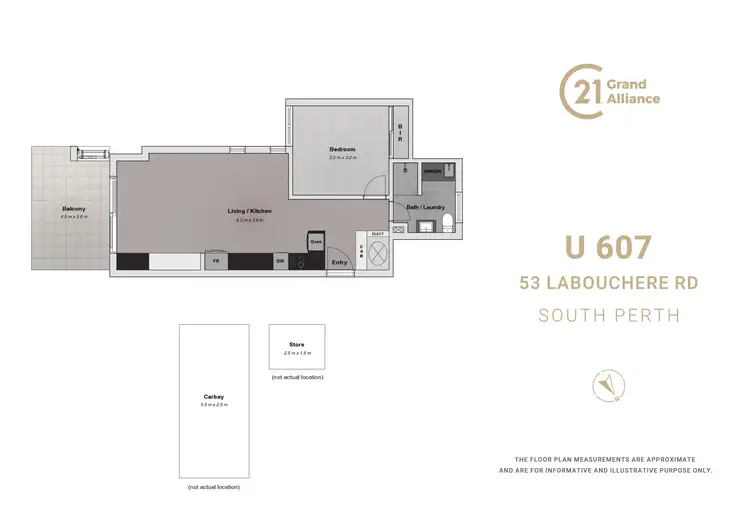Floorplan of Homely apartment listing, 607/53 Labouchere Road, South Perth WA 6151