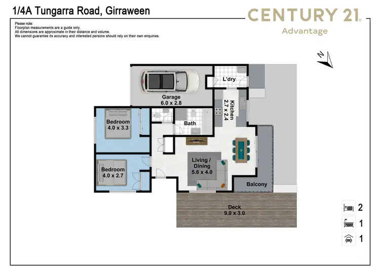 Floorplan of Homely villa listing, 1/4A Tungarra Road, Girraween NSW 2145