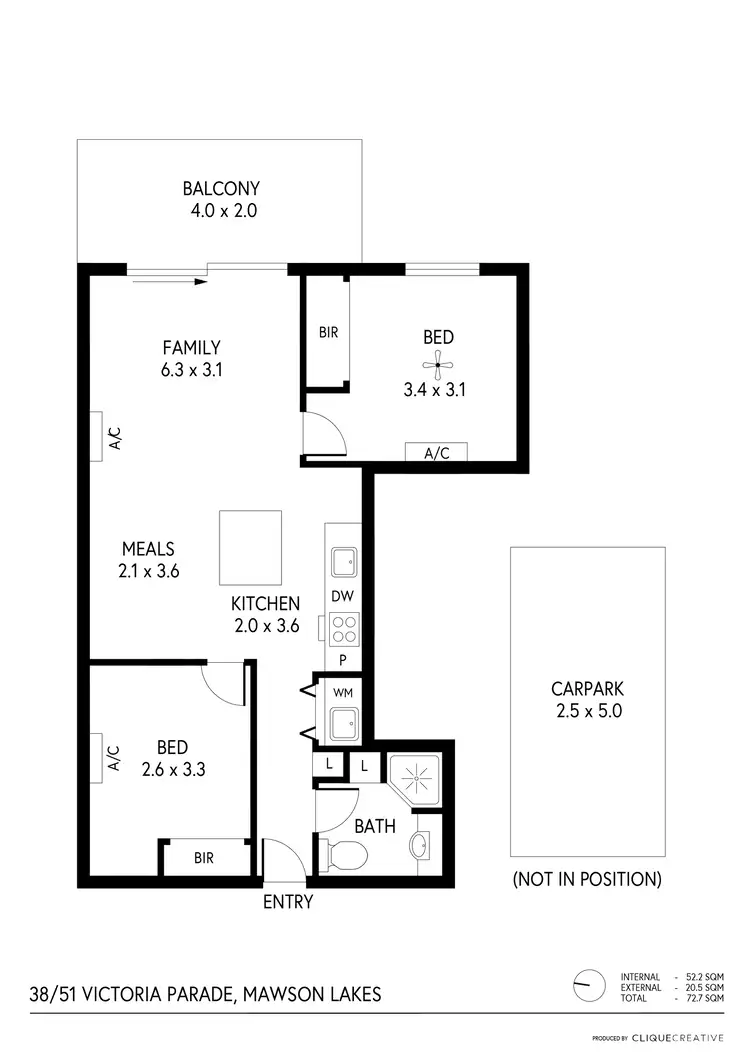 Floorplan of Homely apartment listing, 38/51 Victoria Parade, Mawson Lakes SA 5095