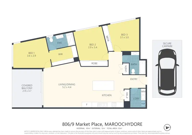 Floorplan of Homely apartment listing, 806/9 Market Lane, Maroochydore QLD 4558
