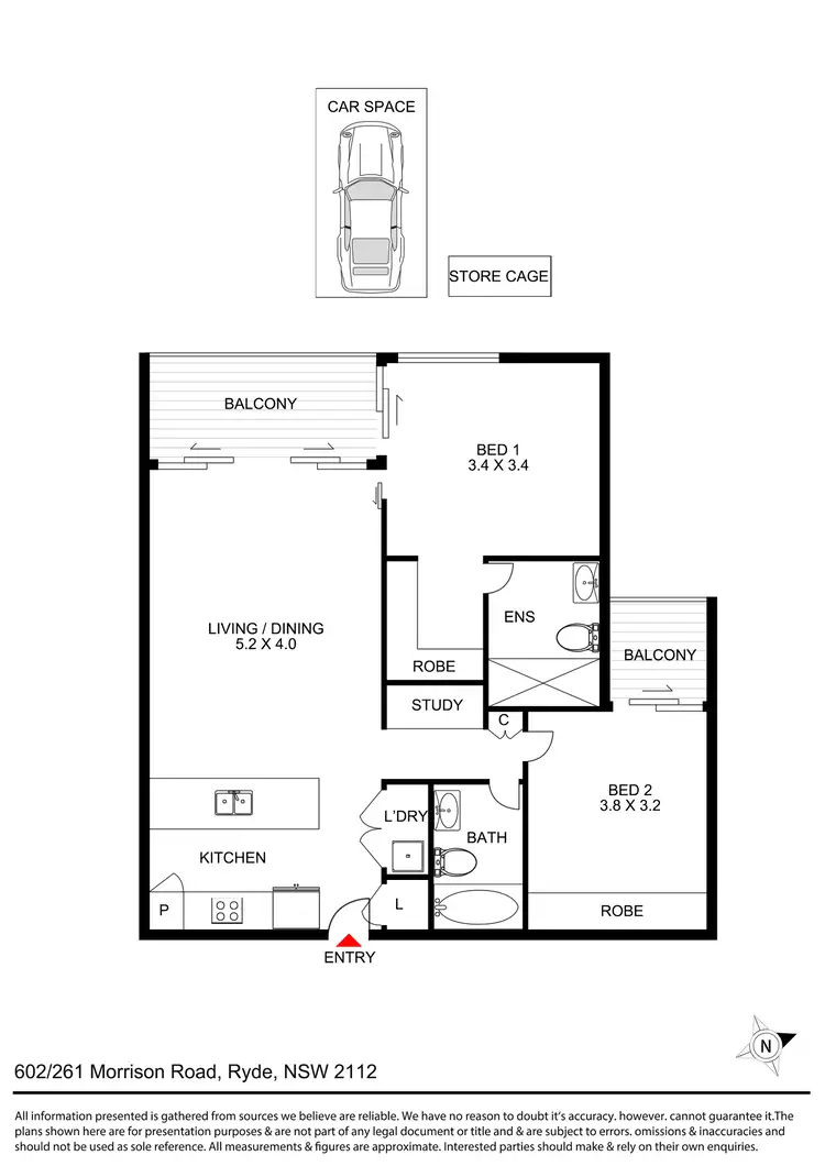 Floorplan of Homely apartment listing, 602/261 Morrison Road, Ryde NSW 2112